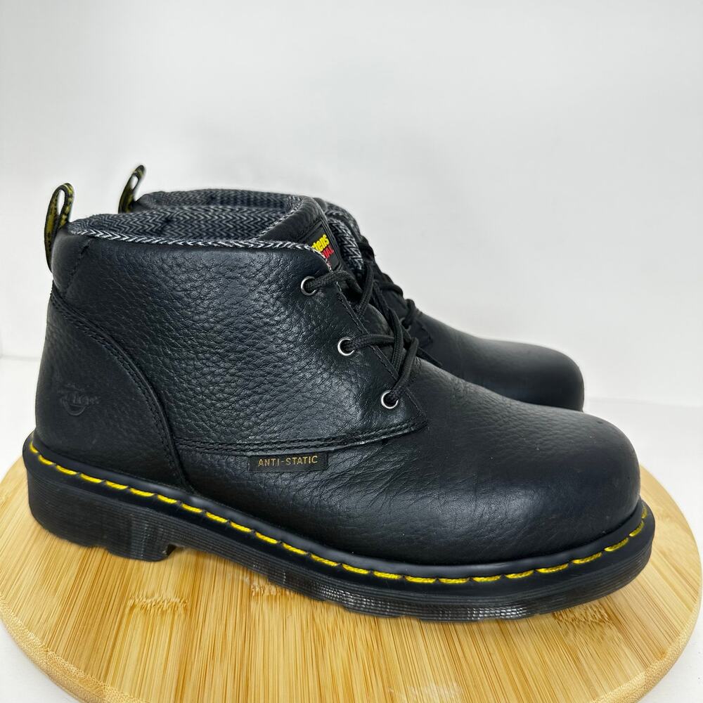 Dr. Martens Izzy Steel Toe Chukka Work Boots Black Leather Safety Womens Sz 7